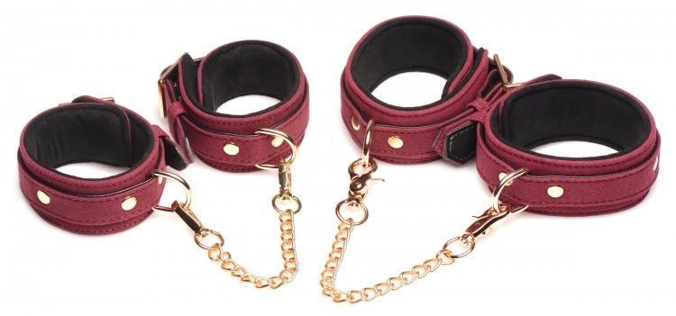 Master Series 6 Pieces Velvet Bondage Set Burgundy