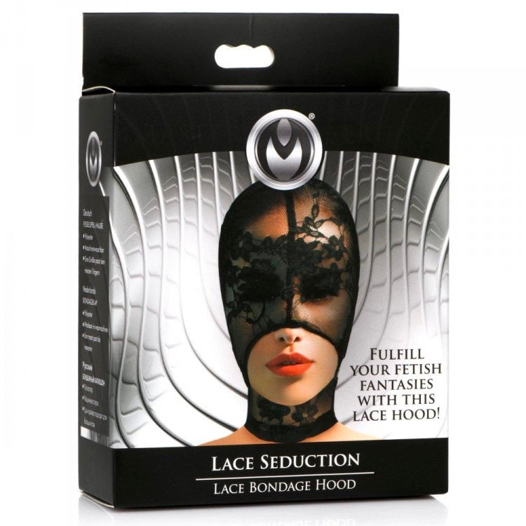 Master Series Lace Seduction Bondage Hood Black