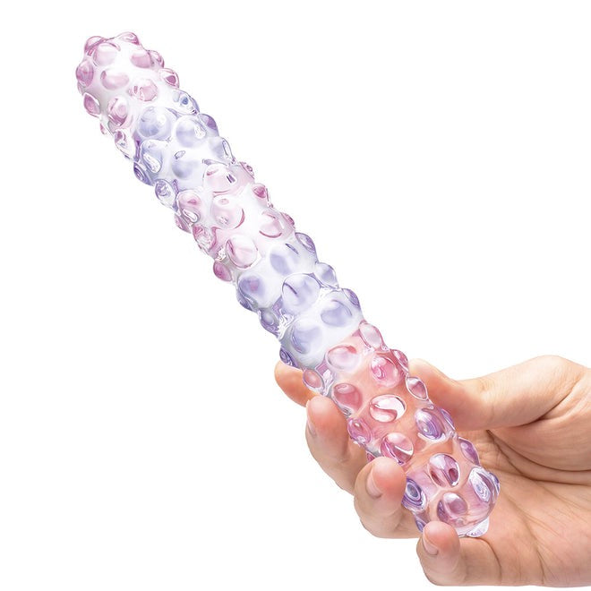 Glas 9 Inches Purple Rose Nubby Dildo