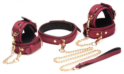 Master Series 6 Pieces Velvet Bondage Set Burgundy