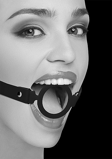 Black & White Silicone Ring Gag With Adjustable Straps